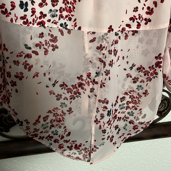 Women’s size medium sheer pink, and red candies button-down shirt - Picture 8 of 15